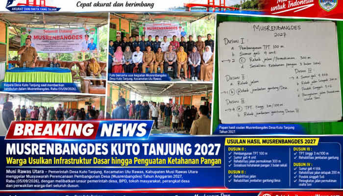 Musrenbangdes Kuto Tanjung 2027,Warga Usulkan Perbaikan Infrastruktur hingga Penguatan Ketahanan Pangan