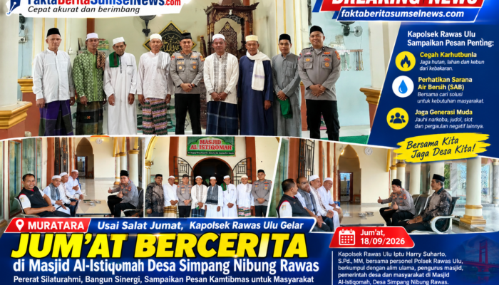 Usai Salat Jumat,Kapolsek Rawas Ulu Gelar Jum’at Bercerita di Masjid Al-Istiqomah